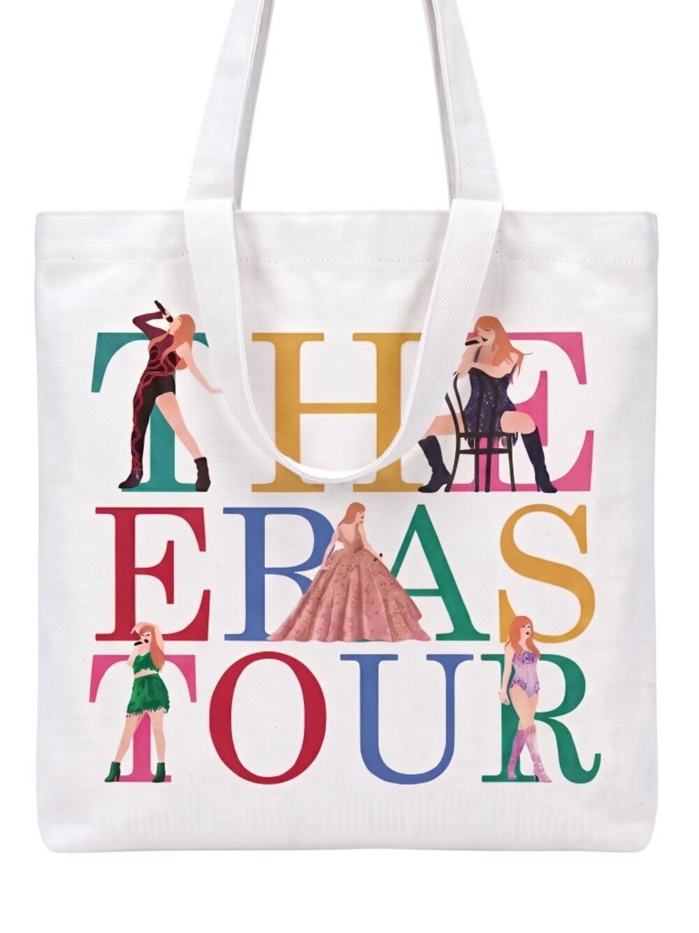 NIP Taylor Swift The Eras Tour Graphic Canvas Tote Bag Daily Shopper Bag 15"x15"